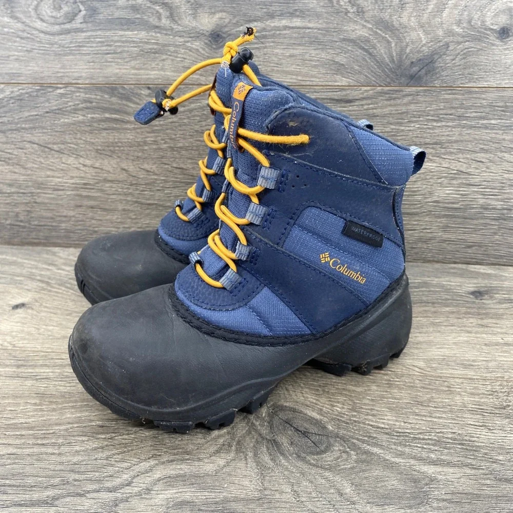 Columbia Snow Boots Kids Size 13 Navy Blue Waterproof Bungee Lace BC1322-478